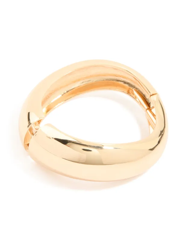 Gold Chunky Wave Hinged Bangle sold by lovisa