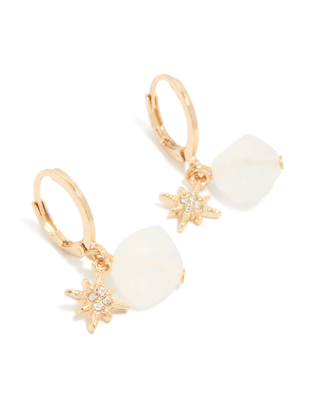 Gold Diamante Star & Beaded Huggie Earrings sold by lovisa