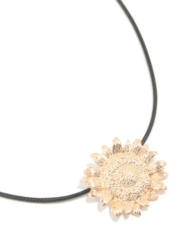 Gold Sunflower Pendant Cord Necklace sold by lovisa