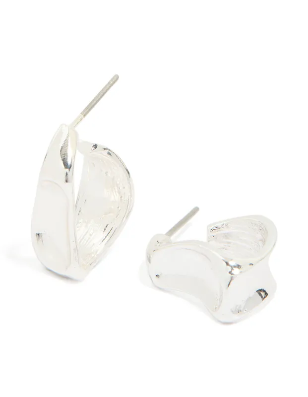 Silver Textured Swirl Huggie Earrings sold by lovisa