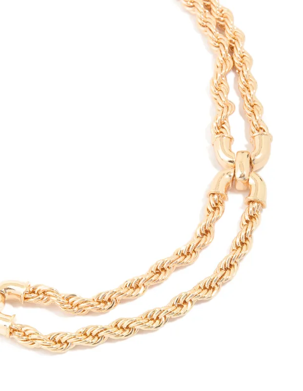 Gold Twisted Chain Layered Necklace sold by lovisa