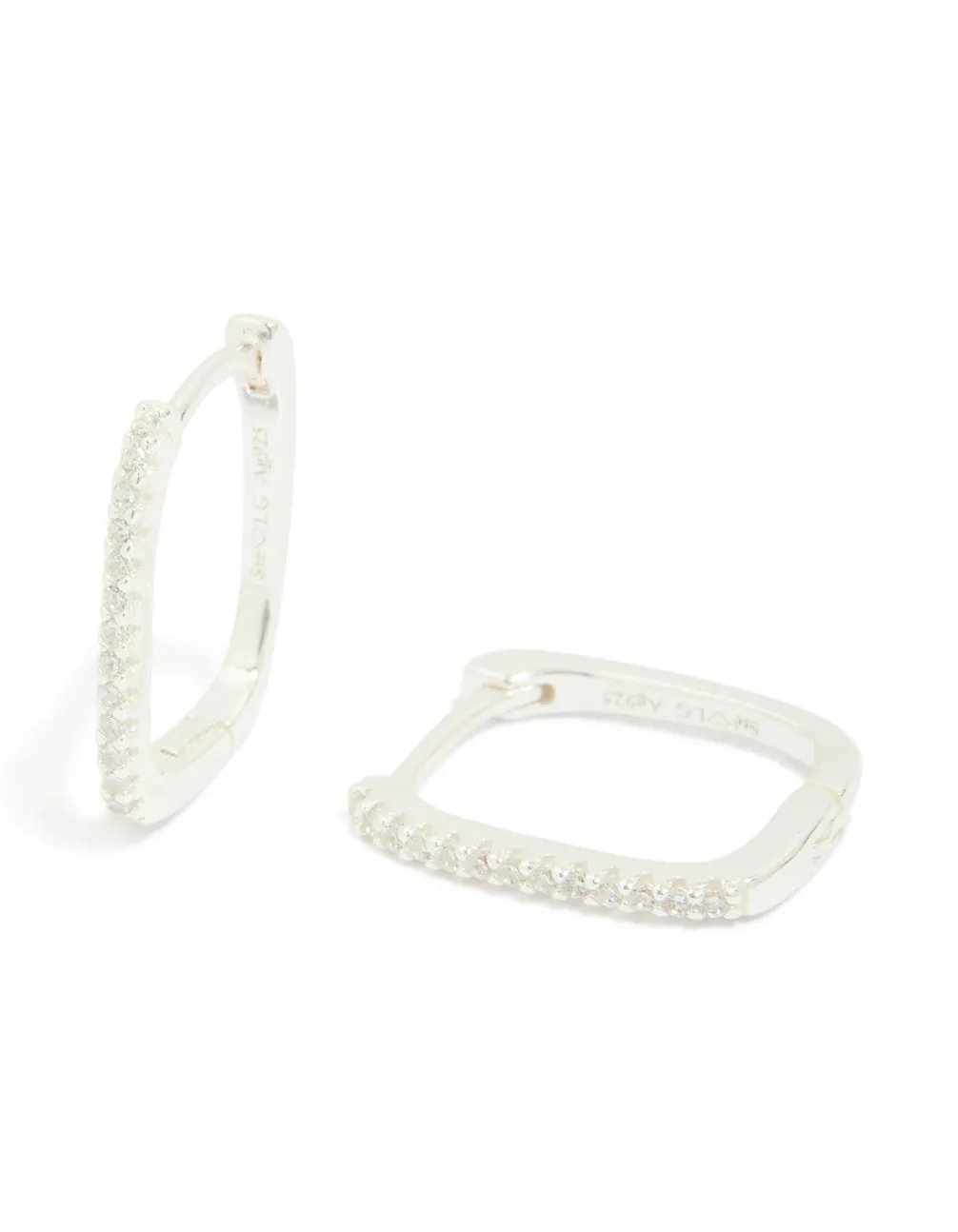 Sterling Silver Cubic Zirconia Pavé Oblong Hoop Earrings sold by lovisa