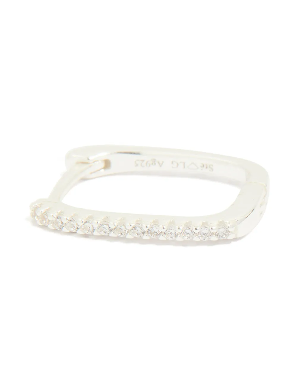 Sterling Silver Cubic Zirconia Pavé Oblong Hoop Earrings sold by lovisa product image thumbnail 3
