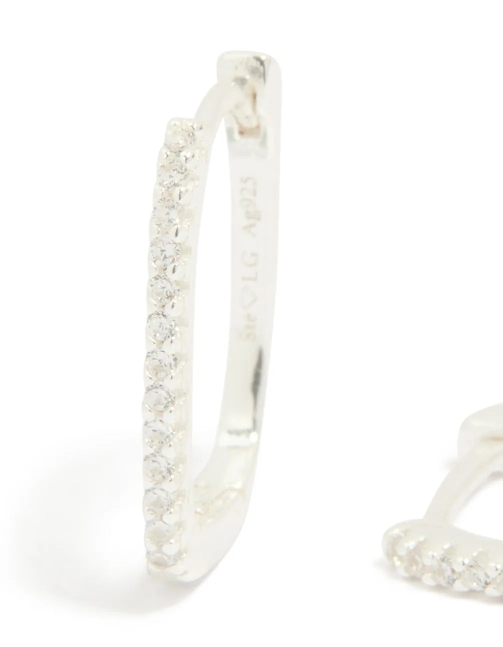 Sterling Silver Cubic Zirconia Pavé Oblong Hoop Earrings sold by lovisa product image thumbnail 2
