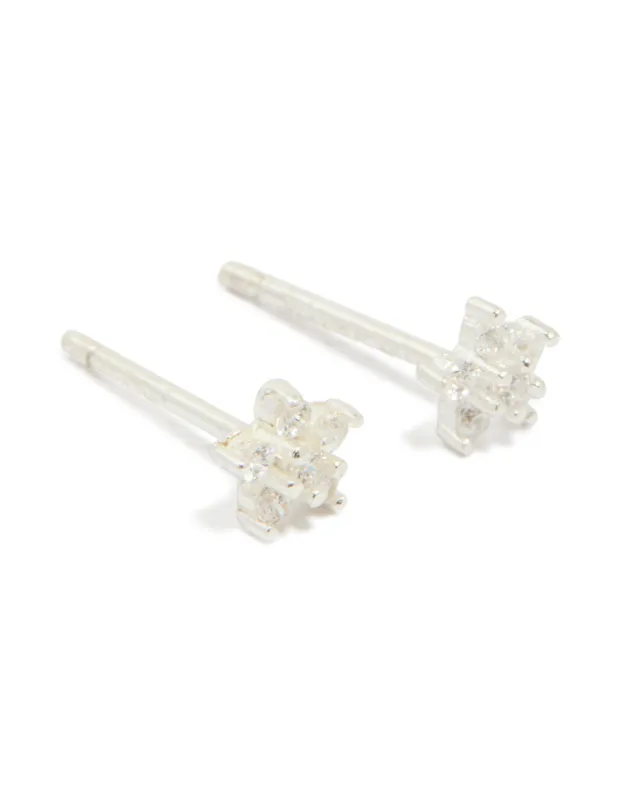 Sterling Silver Cubic Zirconia Flower Stud Earrings sold by lovisa