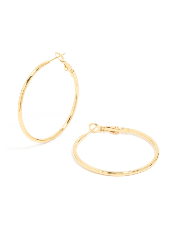 Waterproof Gold Plated Stainless Steel Hoop Earrings 40 NN sold by lovisa