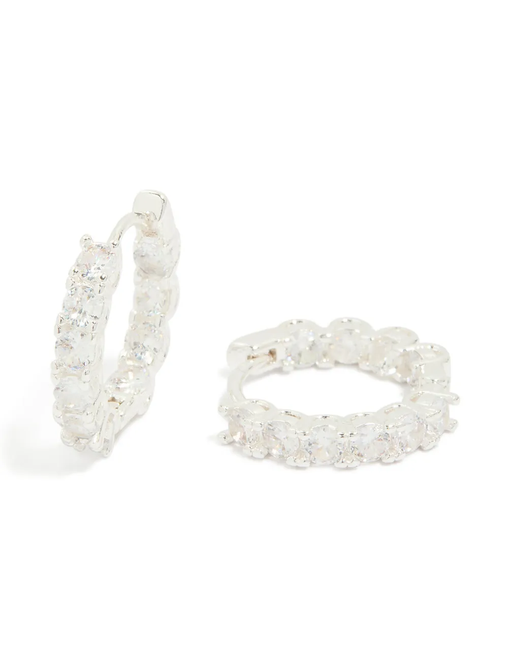 Silver Plated Cubic Zirconia Small Hoop Earrings sold by lovisa