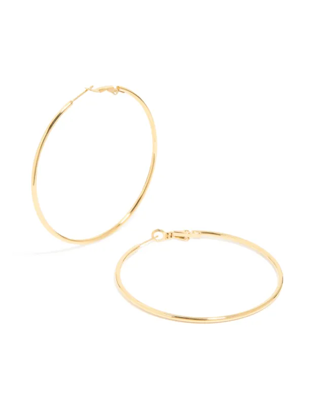 Waterproof Gold Plated Stainless Steel Hoop Earrings 55 MM sold by lovisa