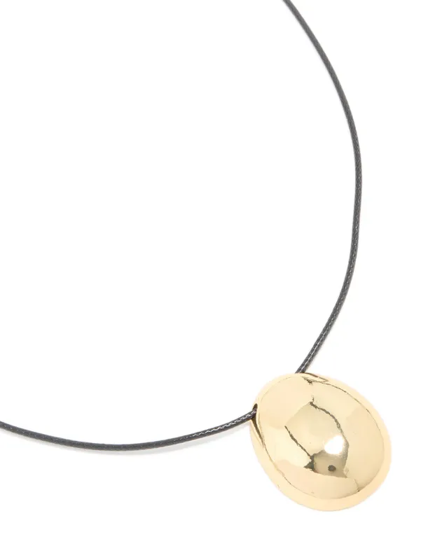 Waterproof Gold Plated Stainless Steel Dome Droplet Pendant Cord Necklace sold by lovisa