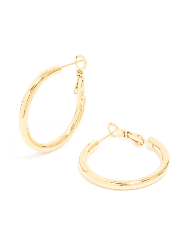 Waterproof Gold Plated Stainless Steel Hoop Earrings sold by lovisa