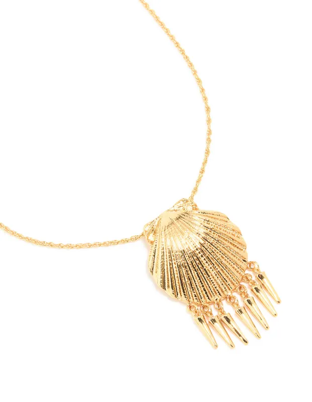 Gold Shell Tassel Pendant Necklace sold by lovisa