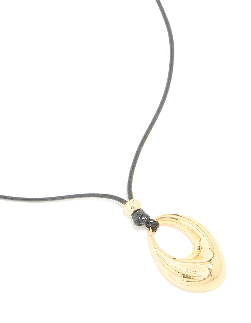 Waterproof Gold Plated Stainless Steel Molten Drop Pendant Cord Necklace sold by lovisa