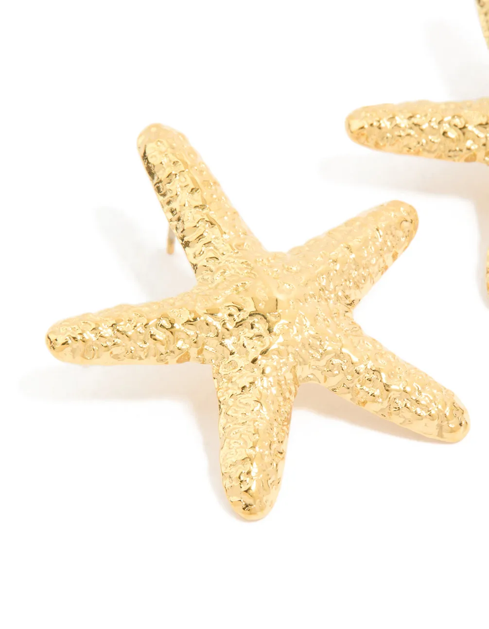 Waterproof Gold Plated Stainless Steel Statement Starfish Stud Earrings sold by lovisa product image thumbnail 4