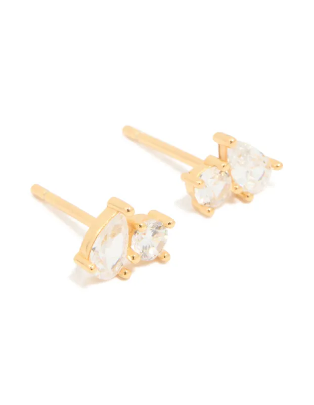 Gold Plated Sterling Silver Cubic Zirconia Cluster Stud Earrings sold by lovisa