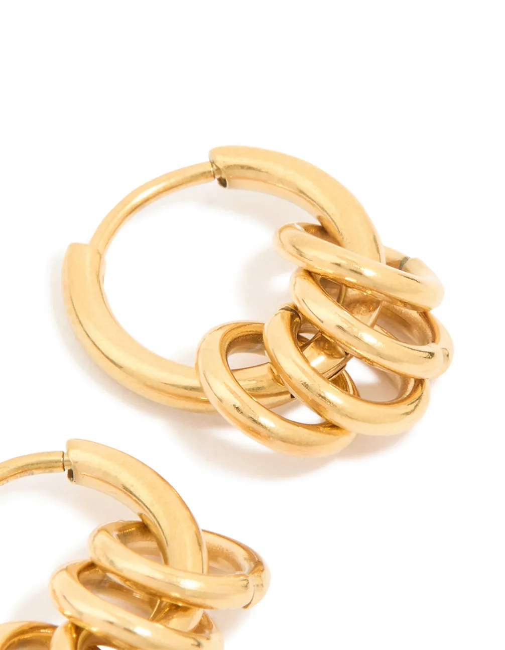 Waterproof Gold Plated Stainless Steel Rondell Link Detail Huggie Earrings sold by lovisa product image thumbnail 5