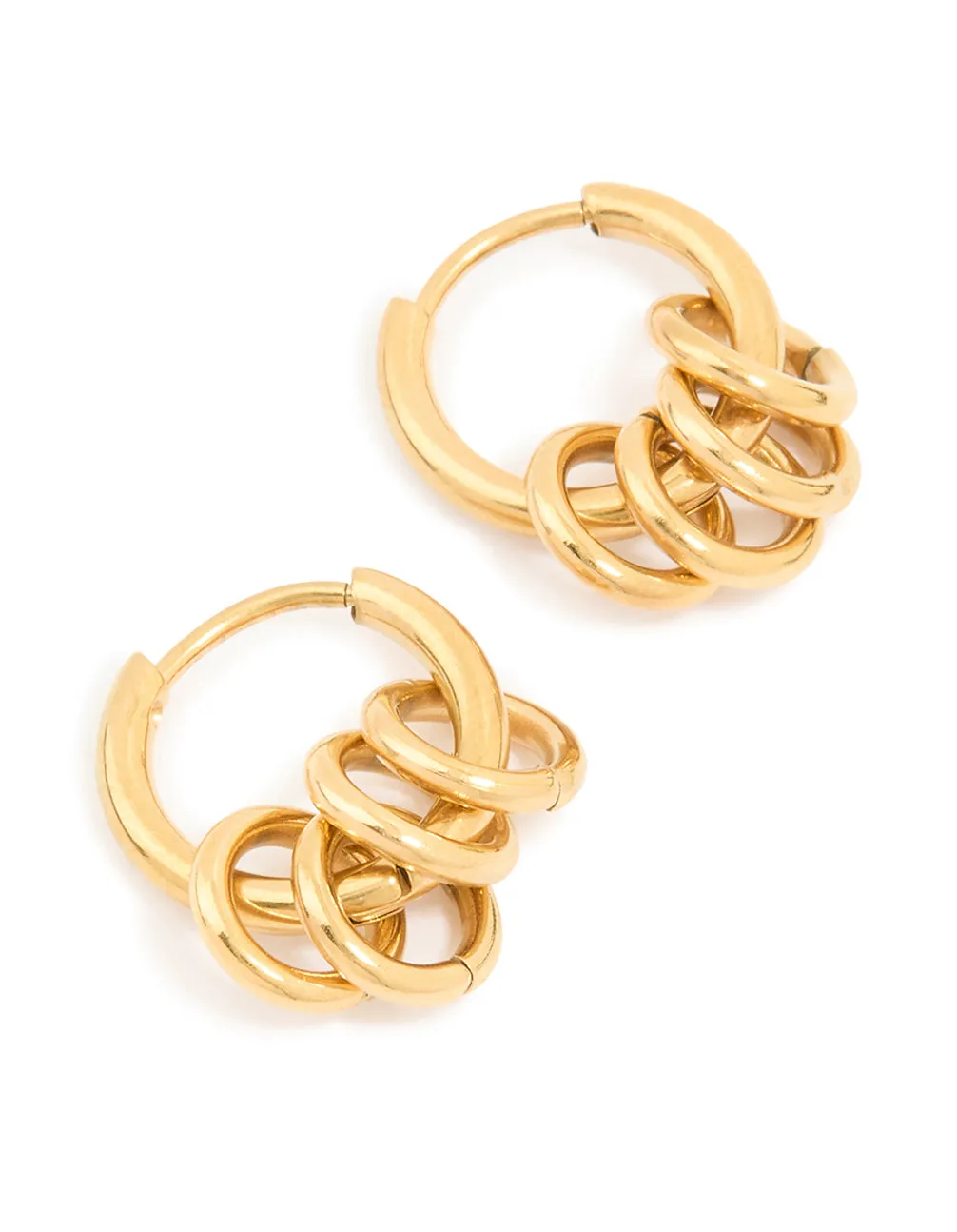 Waterproof Gold Plated Stainless Steel Rondell Link Detail Huggie Earrings sold by lovisa