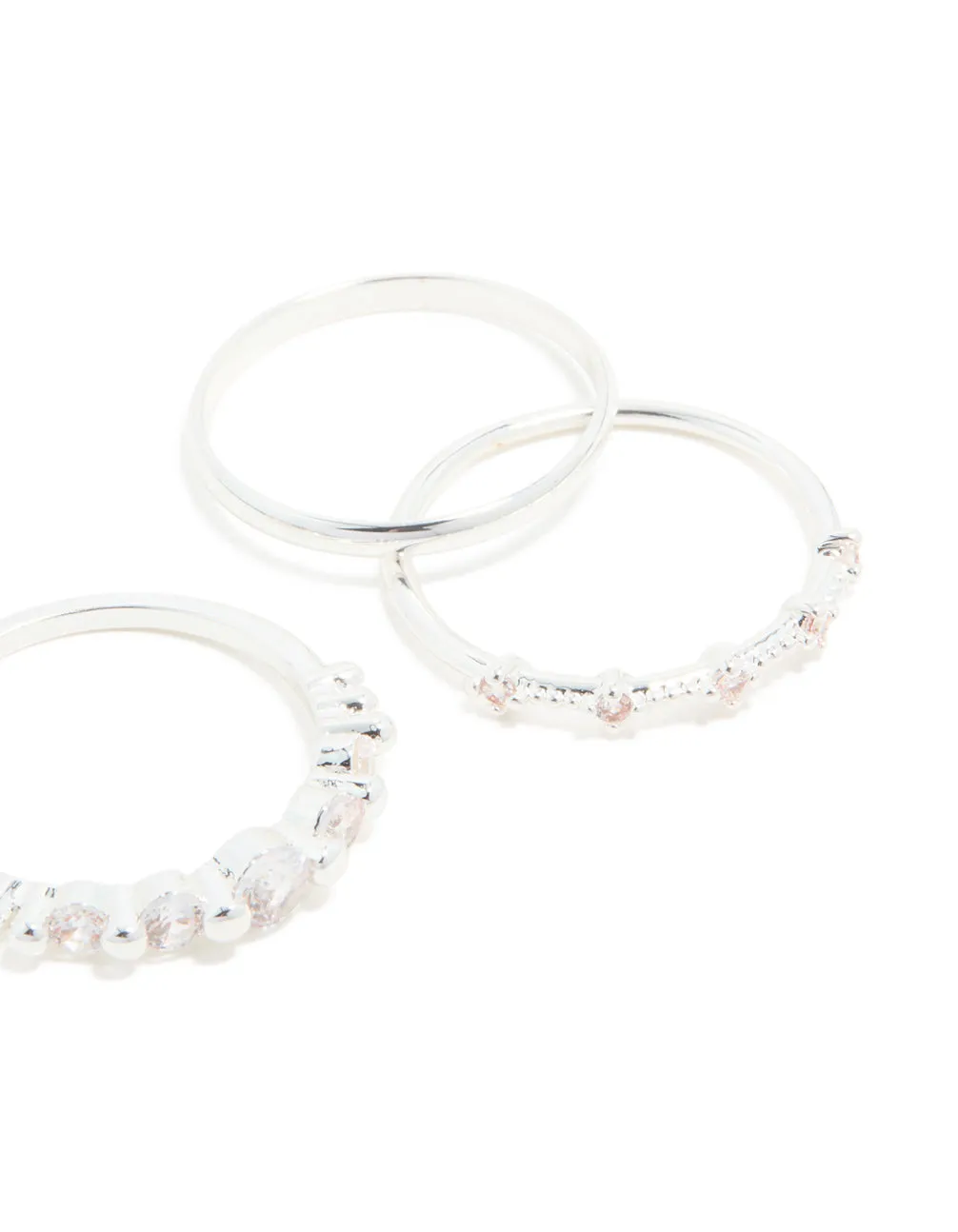 Silver Plated Dainty Cubic Zirconia Stacking Rings 5-Pack sold by lovisa product image thumbnail 3