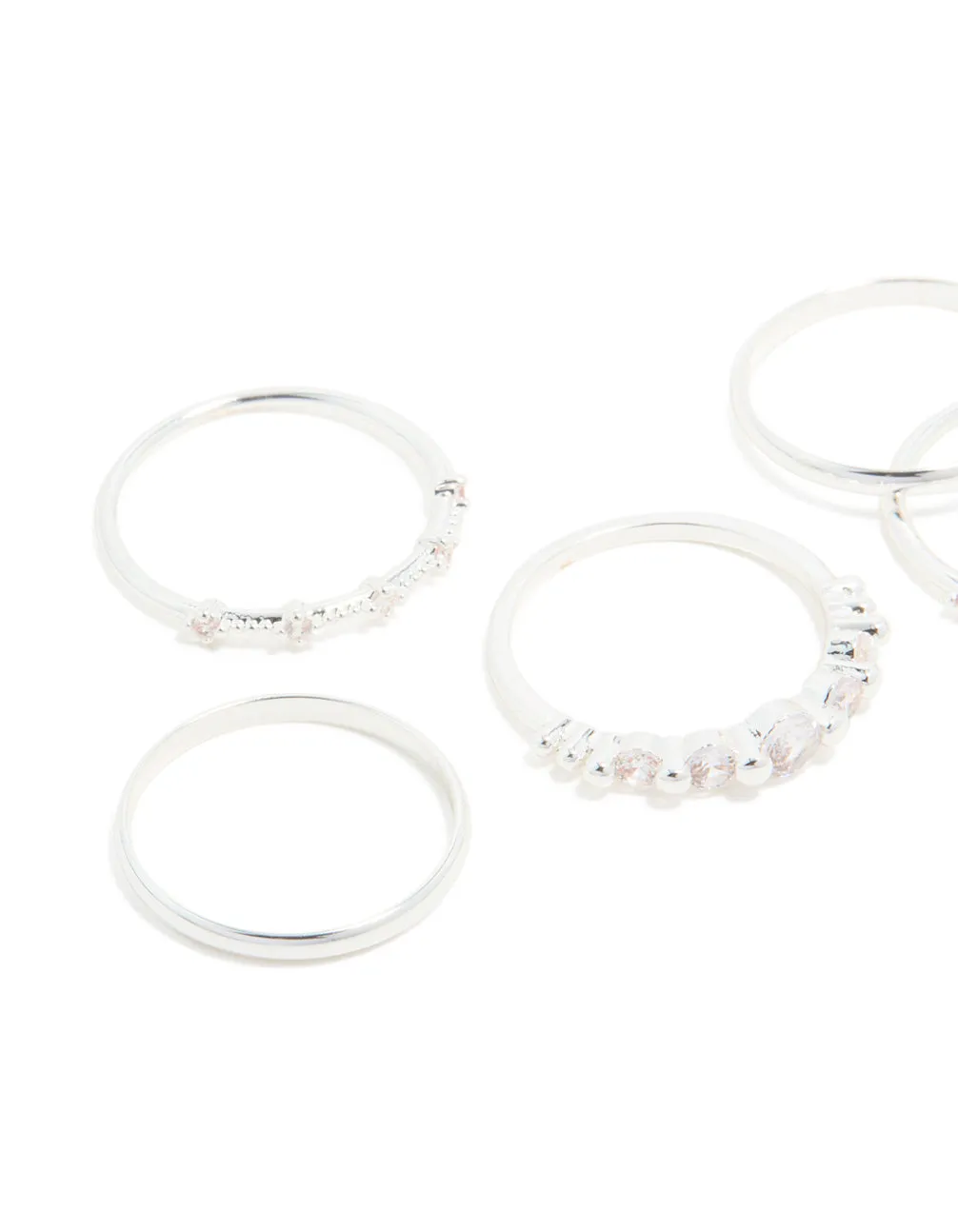 Silver Plated Dainty Cubic Zirconia Stacking Rings 5-Pack sold by lovisa product image thumbnail 2