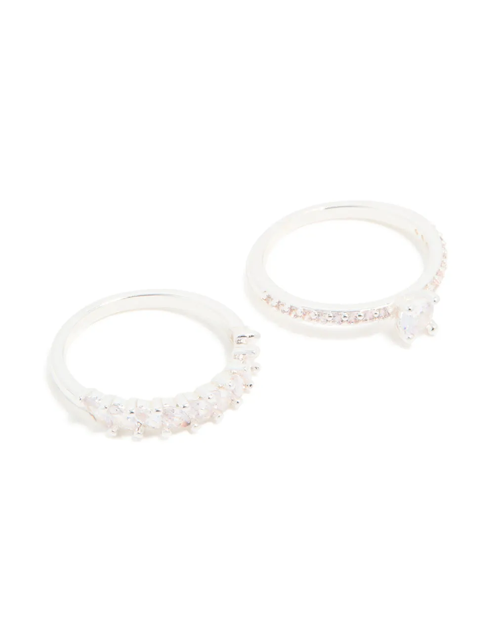 Silver Plated Cubic Zirconia Stacking Rings 2-Pack sold by lovisa