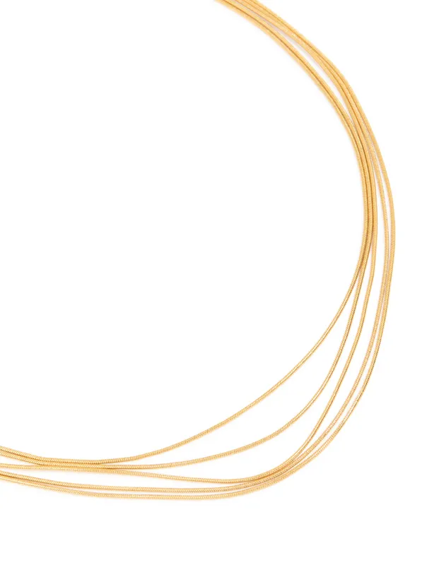 Waterproof Gold Plated Stainless Steel Multi Snake Chain Layered Necklace sold by lovisa