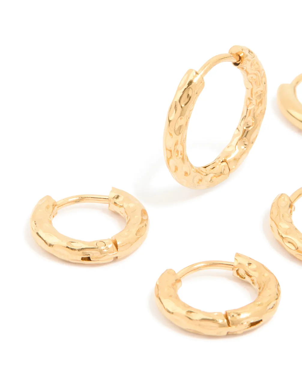 Waterproof Gold Plated Stainless Steel Mixed Detail Huggie Earrings 3-Pack sold by lovisa product image thumbnail 4