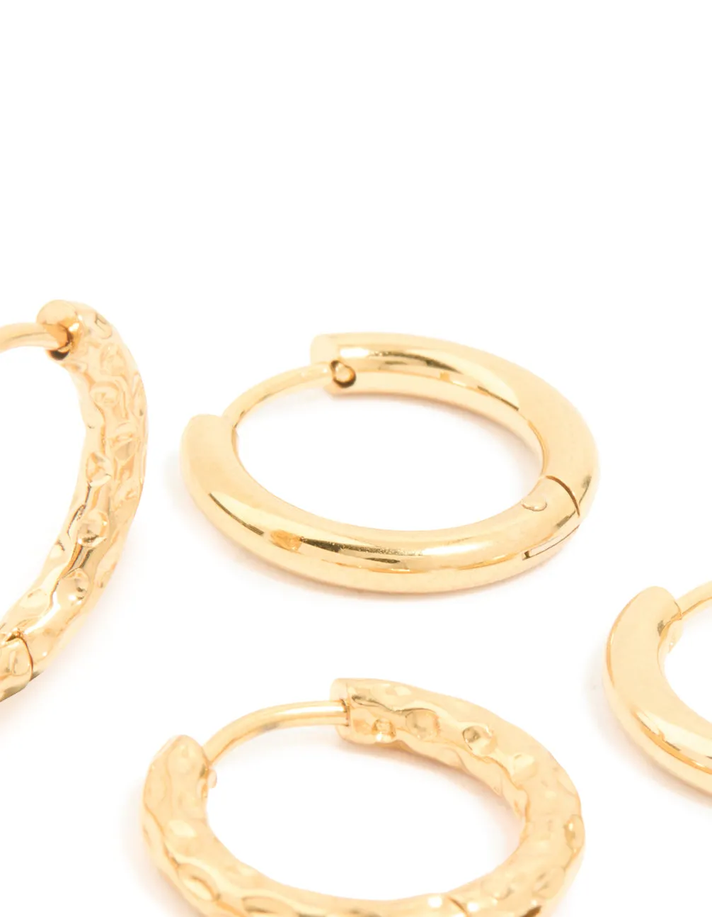 Waterproof Gold Plated Stainless Steel Mixed Detail Huggie Earrings 3-Pack sold by lovisa product image thumbnail 5