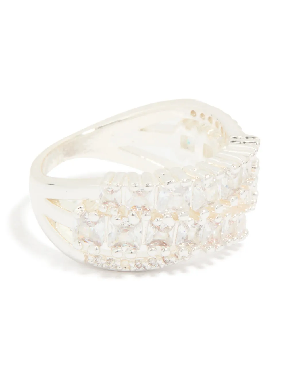 Silver Plated Cubic Zirconia Crossover Layered Ring sold by lovisa