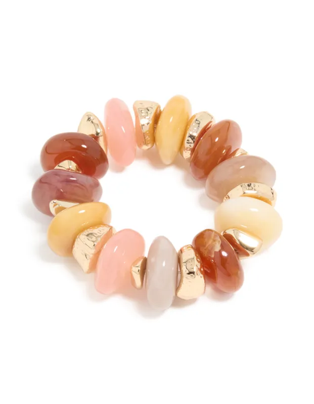 Multicoloured Acrylic Beaded Statement Stretch Bracelet sold by lovisa