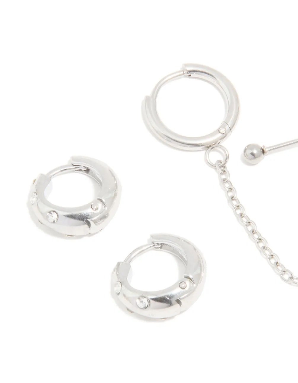 Waterproof Stainless Steel Chain & Huggie Earrings 3-Pack sold by lovisa product image thumbnail 2