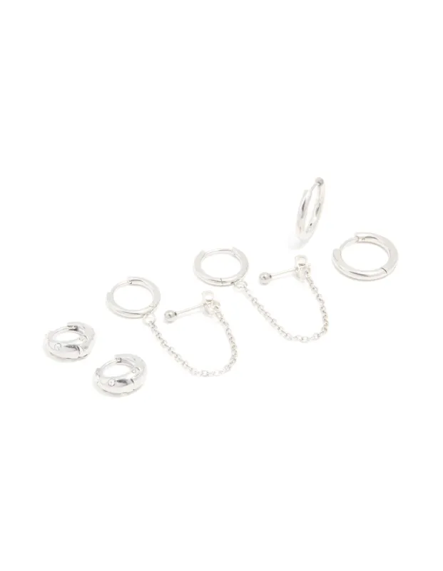 Waterproof Stainless Steel Chain & Huggie Earrings 3-Pack sold by lovisa