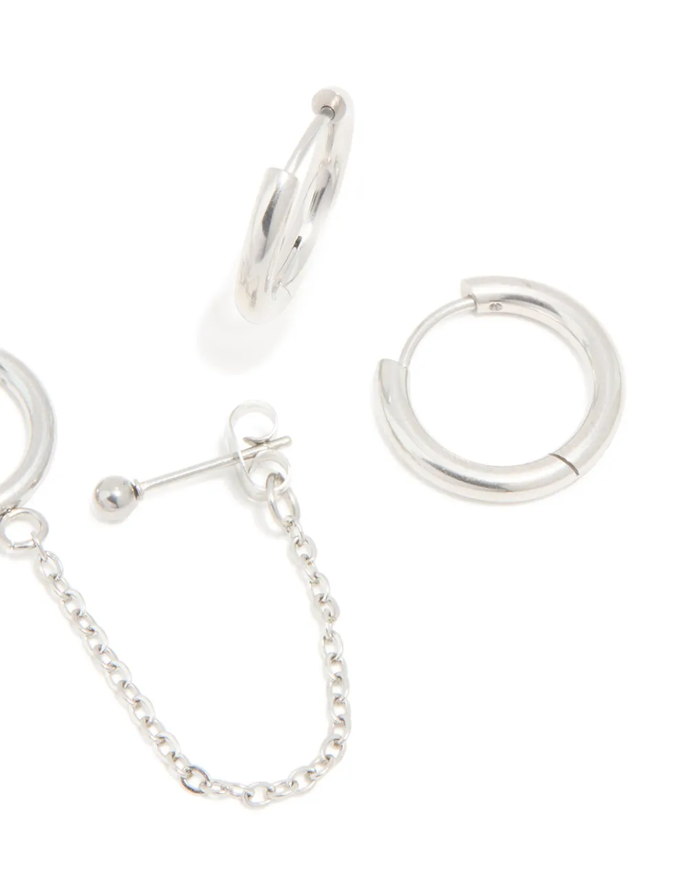 Waterproof Stainless Steel Chain & Huggie Earrings 3-Pack sold by lovisa product image thumbnail 3