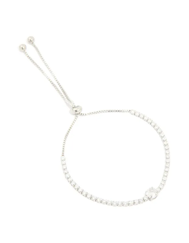 Silver Cubic Zirconia Tennis Toggle Bracelet sold by lovisa
