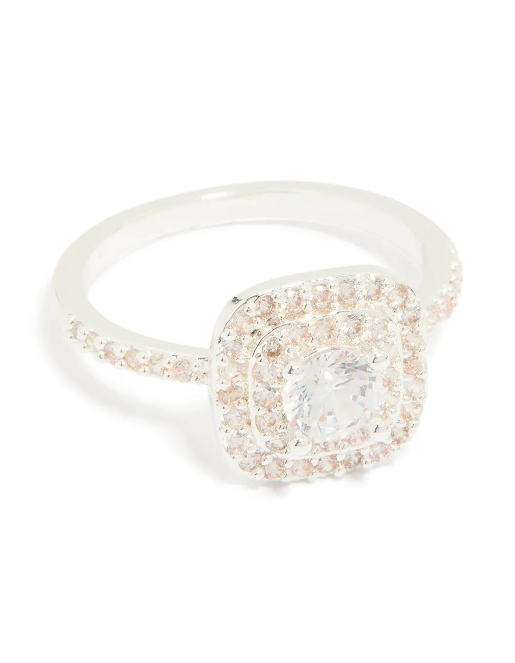 Silver Plated Cubic Zirconia Square & Band Rings 2-Pack sold by lovisa product image thumbnail 3