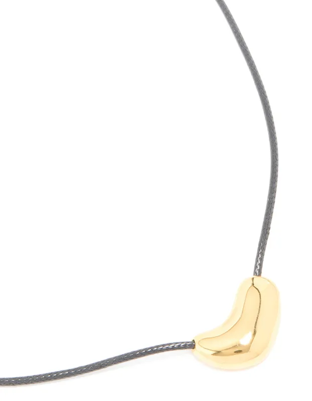 Waterproof Gold Plated Stainless Steel Pebble Pendant Cord Necklace sold by lovisa