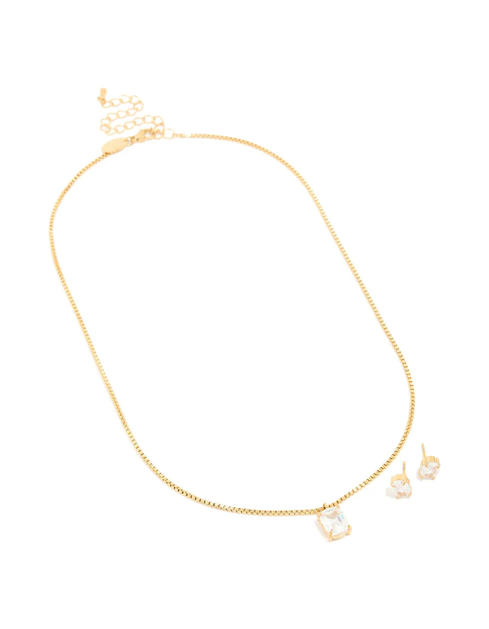 Gold Cubic Zirconia Pendant Necklace & Stud Earrings Set sold by lovisa product image thumbnail 2