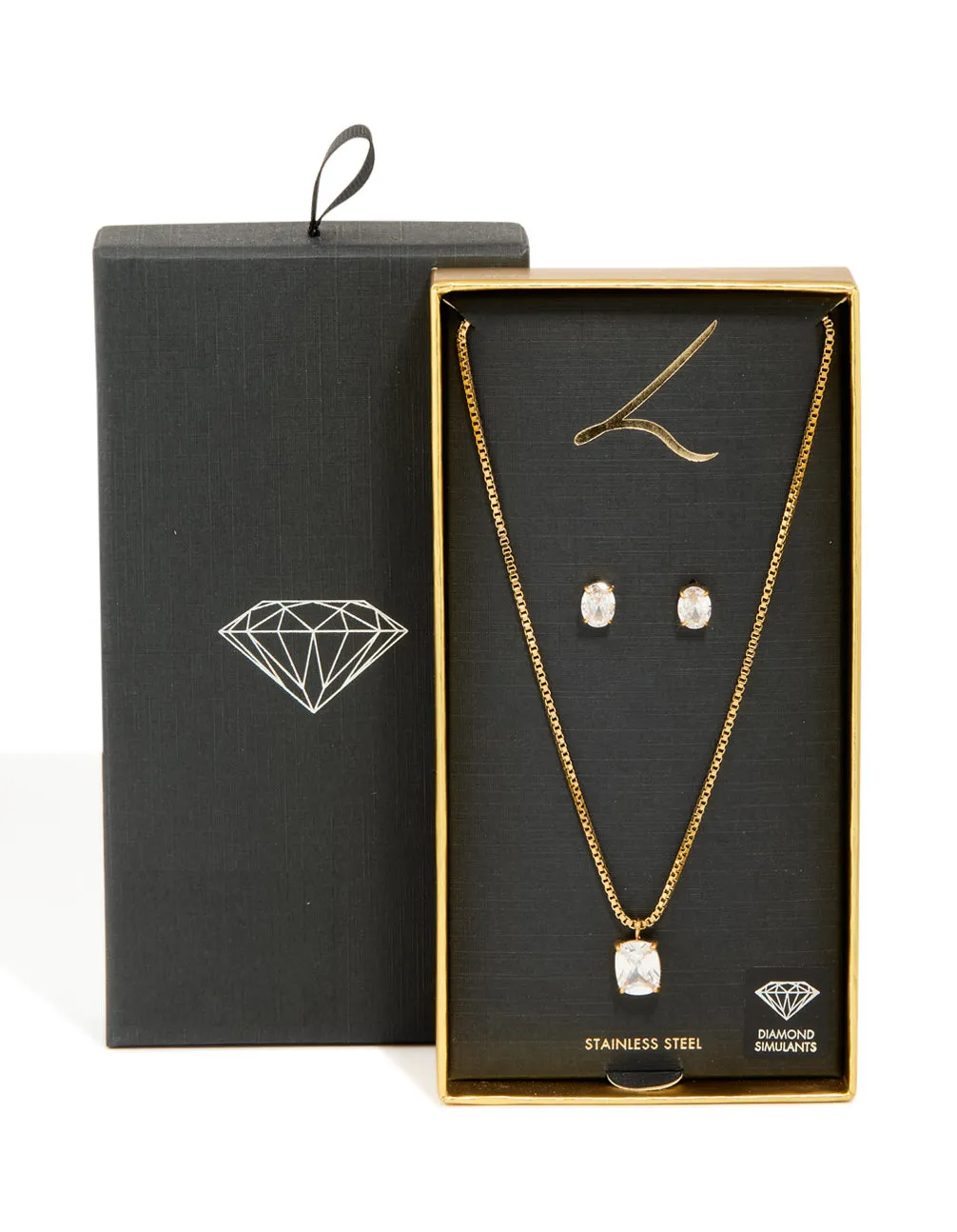 Gold Cubic Zirconia Pendant Necklace & Stud Earrings Set sold by lovisa product image thumbnail 3