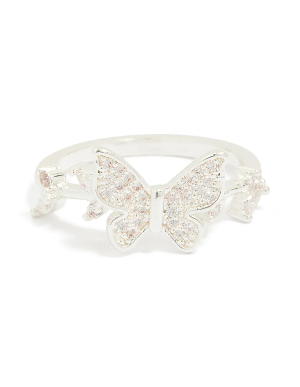 Silver Plated Cubic Zirconia Dainty Butterfly & Leaf Ring sold by lovisa product image thumbnail 3