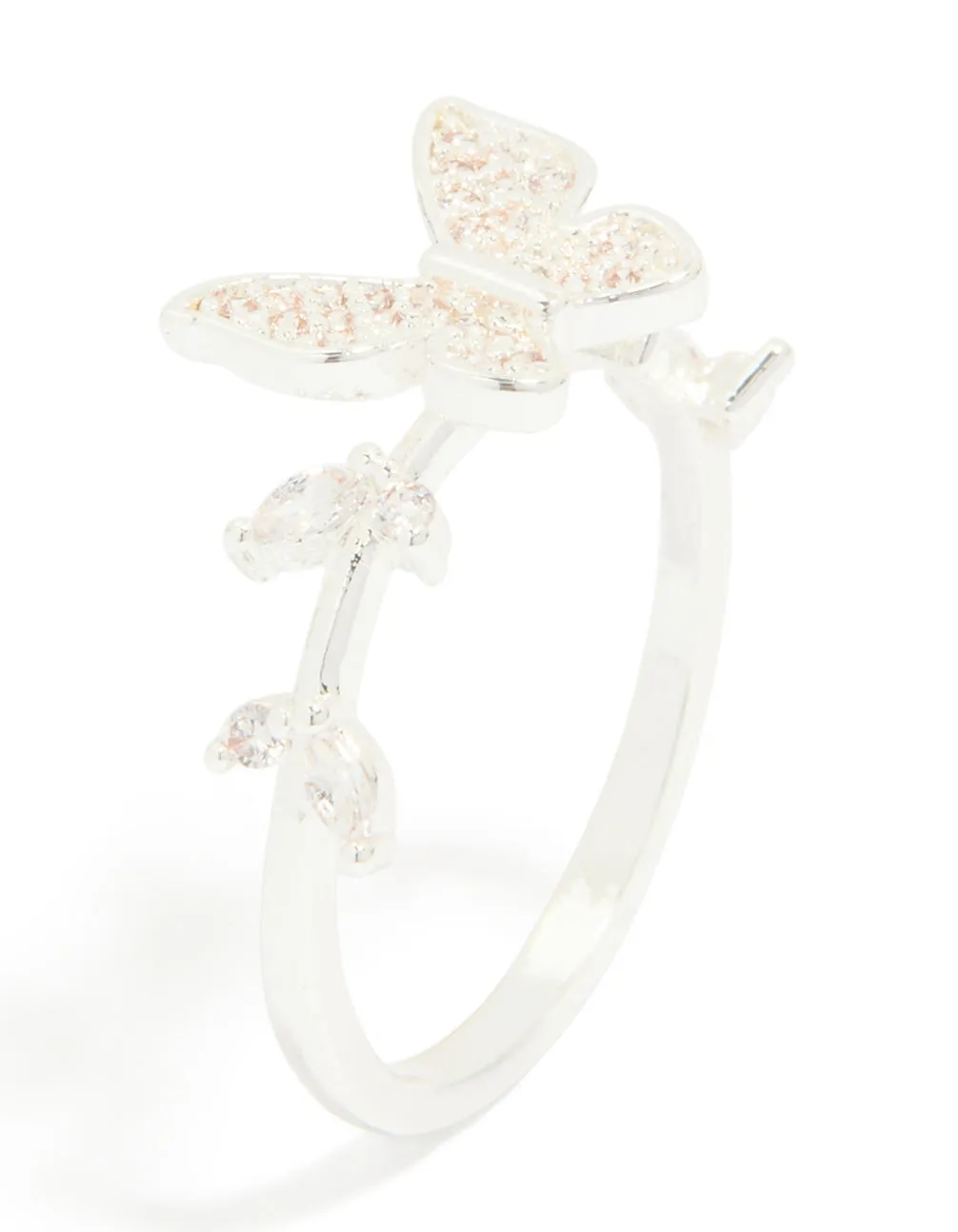 Silver Plated Cubic Zirconia Dainty Butterfly & Leaf Ring sold by lovisa product image thumbnail 2