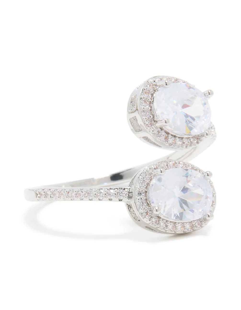 Silver Double Cubic Zirconia Ball Ring sold by lovisa