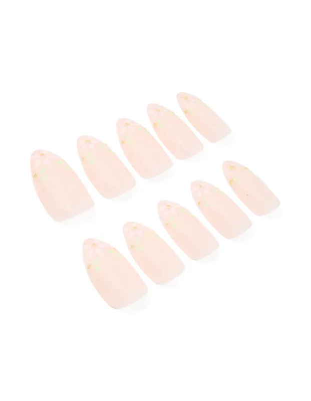 Pink French Tip Floral Art Press On Nails 24-Set sold by lovisa