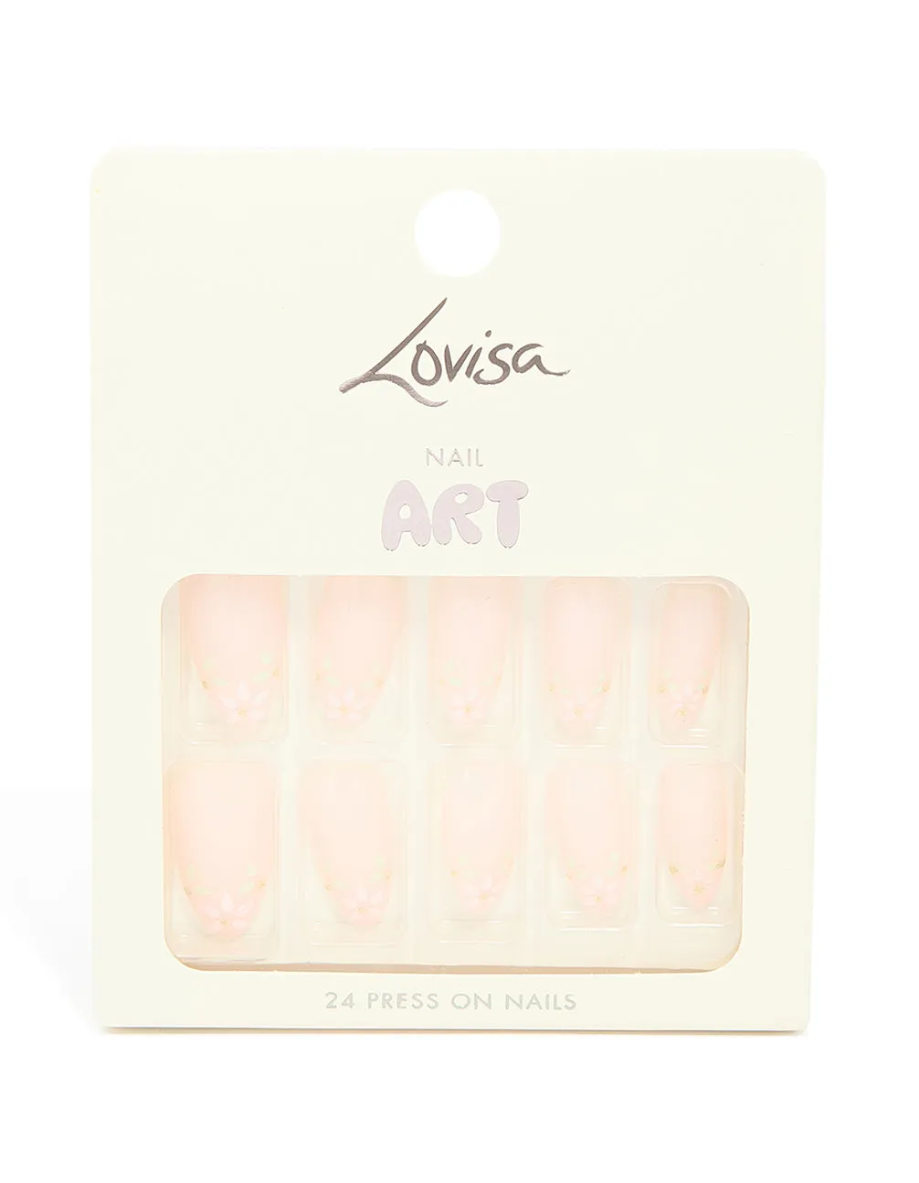 Pink French Tip Floral Art Press On Nails 24-Set sold by lovisa product image thumbnail 3