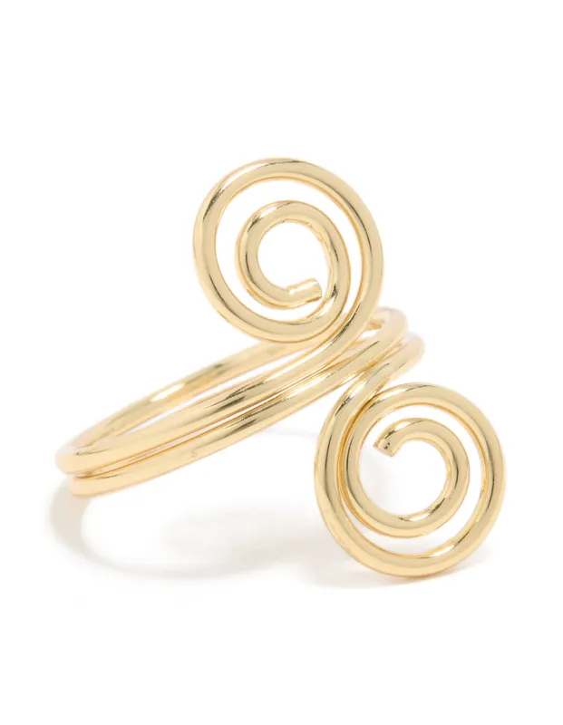 Gold Plated Double Swirl Ring sold by lovisa