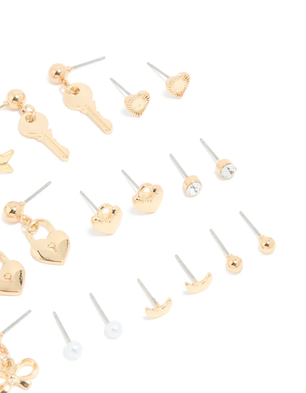Gold Heart Locket & Star Earrings 12-Pack sold by lovisa product image thumbnail 3