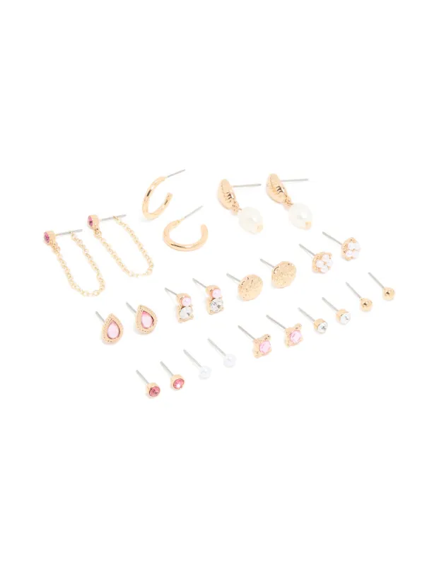 Gold Diamante & Chain Earrings 12-Pack sold by lovisa