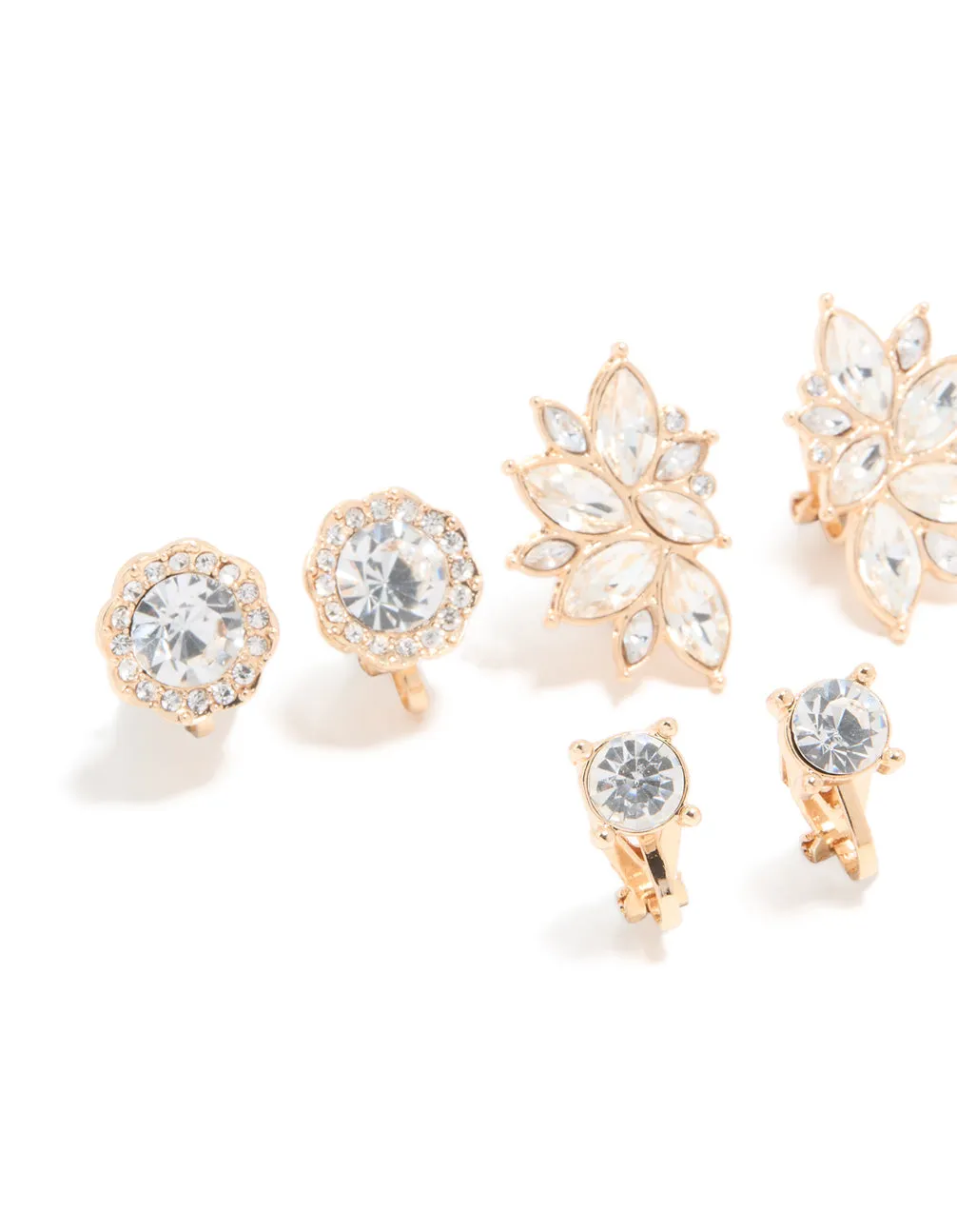 Gold Pearl & Diamante Butterfly Clip On Earrings 5-Pack sold by lovisa product image thumbnail 2