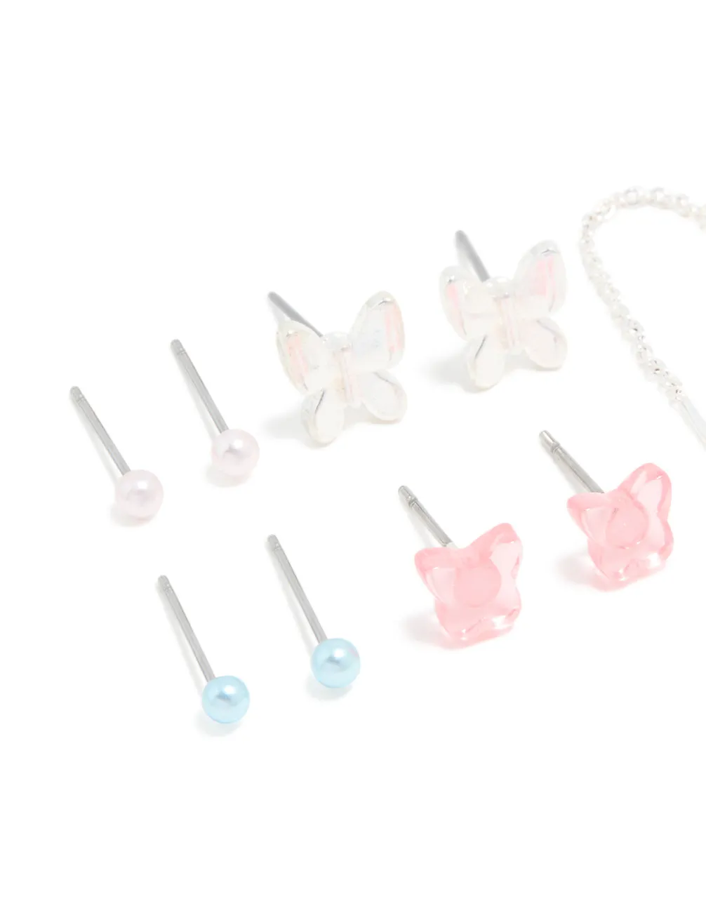 Silver Diamante & Butterfly Stud aEarrings 8-Pack sold by lovisa product image thumbnail 2