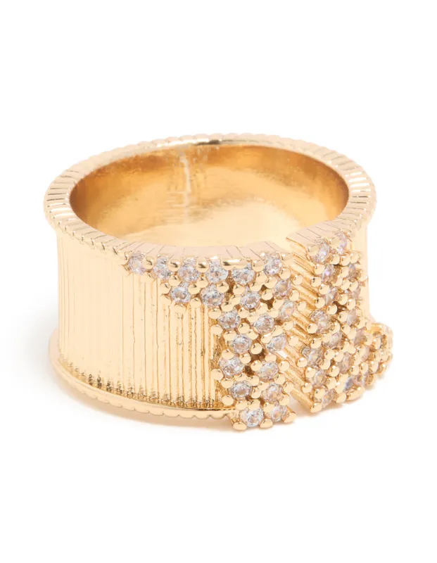 Gold Plated Cubic Zirconia Chunky Cluster Ring sold by lovisa