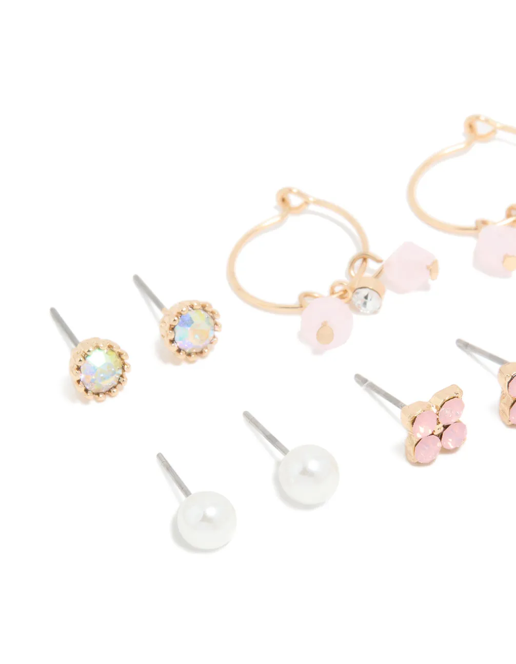 Gold Pearl & Floral Stud Earrings 7-Pack sold by lovisa product image thumbnail 2