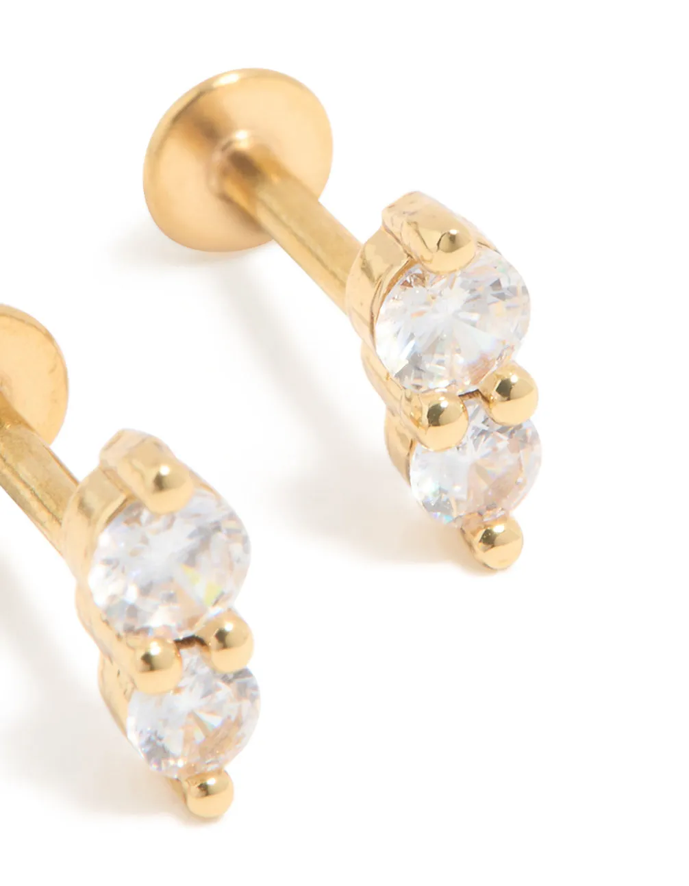 Gold Plated Surgical Steel Cubic Zirconia Double Round Flat Back Studs sold by lovisa product image thumbnail 3