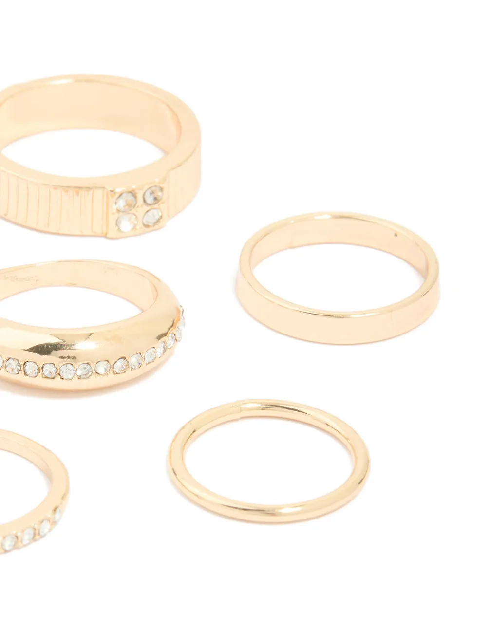 Gold Diamante Chic & Ribbed Rings 6-Pack sold by lovisa product image thumbnail 3